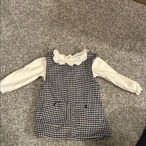 Stylish Kids Houndstooth Blouse with Cream Sleeves